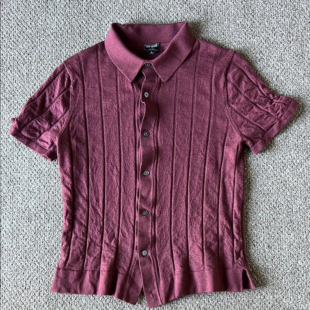 Todd Snyder Burgundy Casual Button Down Shirt